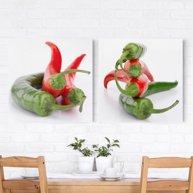 Quadros temperos Red and green peppers
