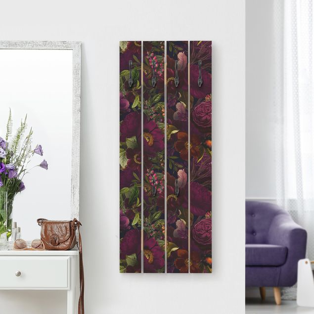 Cabides de parede shabby Purple Blossoms Dark