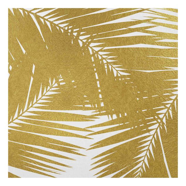 Painel anti-salpicos de cozinha View Through Golden Palm Leaves