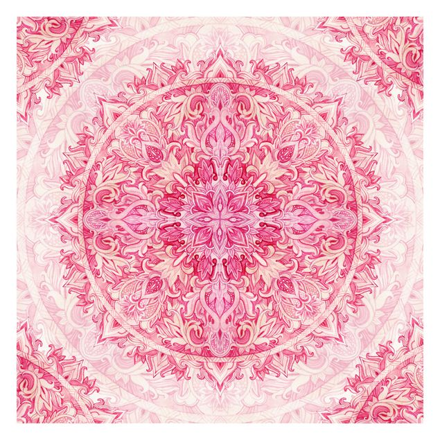 Papel de parede padrões Mandala Watercolour Ornament Pattern Pink