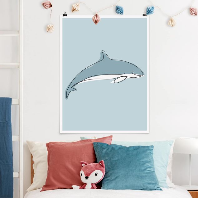 decoração para quartos infantis Dolphin Line Art