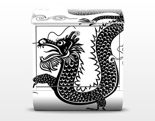 Caixas de correio em preto Asian Dragon