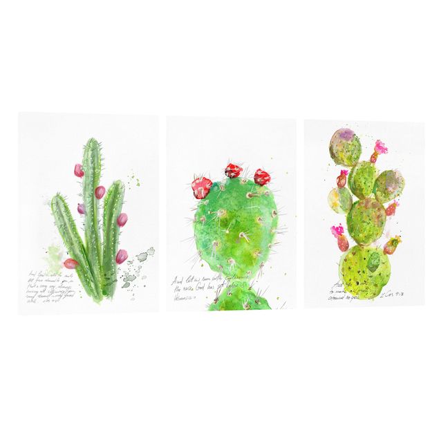 quadros de flores Cactus With Bible Verse Set I