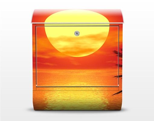 caixa de correio vermelha Caribbean sunset