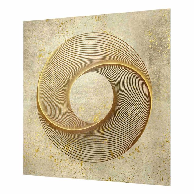 Painel anti-salpicos de cozinha Line Art Circling Spirale Gold