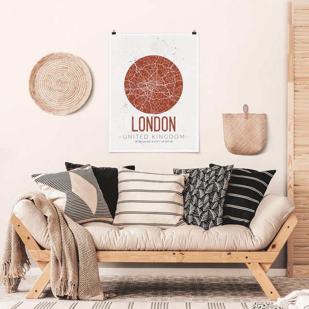 Quadros Londres City Map London - Retro