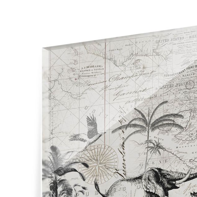 Painel anti-salpicos de cozinha Vintage Collage - Exotic Map