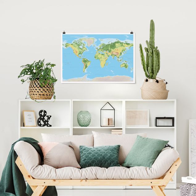 Mapa mundi poster Physical World Map