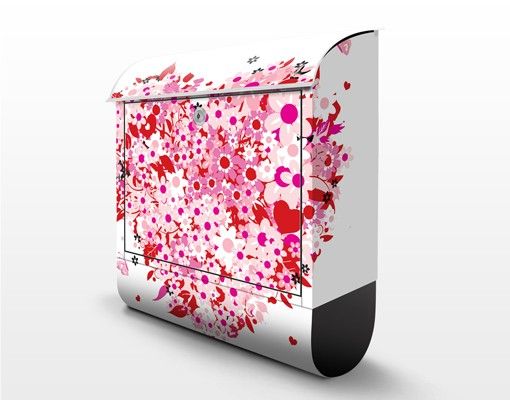 Caixas de correio em rosa Floral Retro Heart