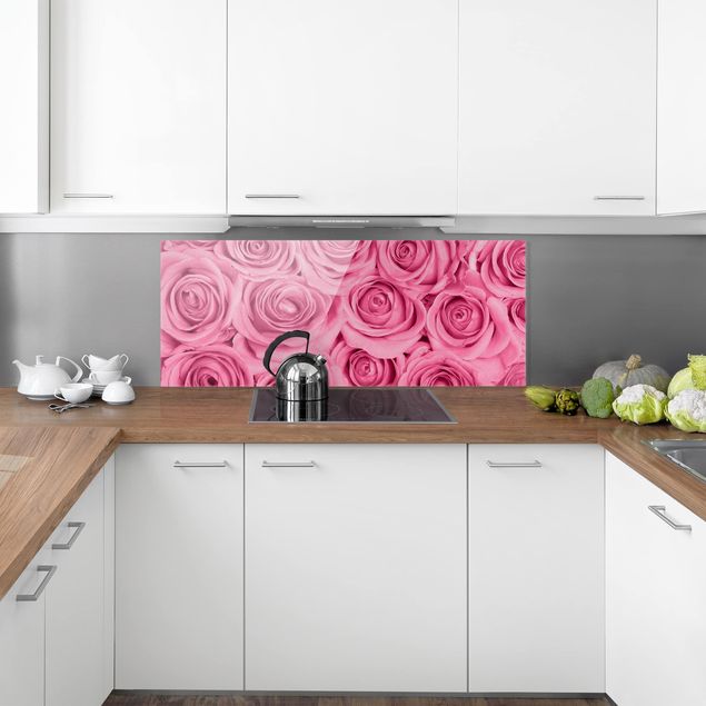 Painel anti-salpicos de cozinha flores Pink Roses