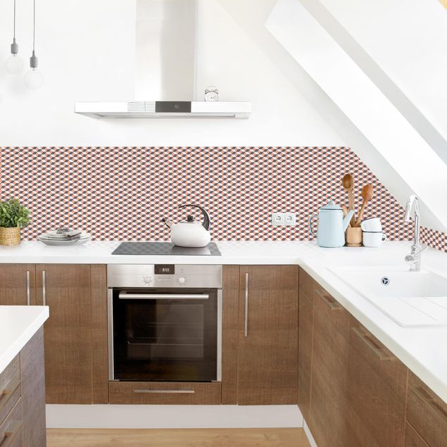 Backsplash de cozinha imitação azulejos Geometrical Tile Mix Cubes Orange