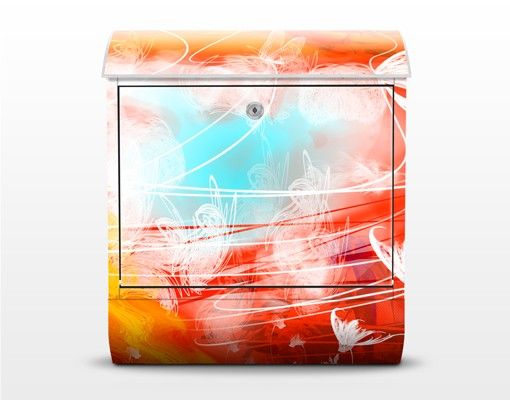 Caixas de correio multicoloridas Red Grunge With Butterflies