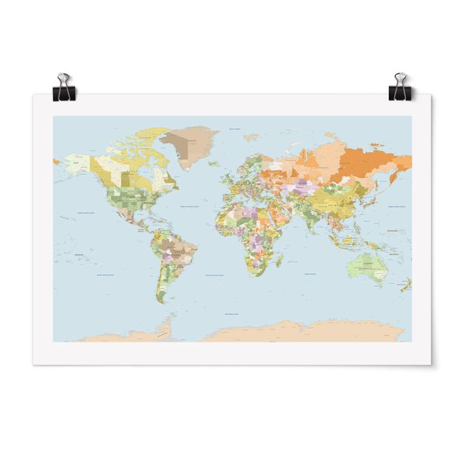 Quadros mapa mundi Political World Map