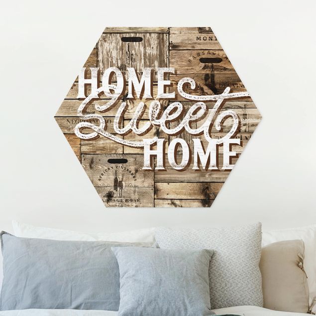 decoraçao para parede de cozinha Home sweet Home Wooden Panel