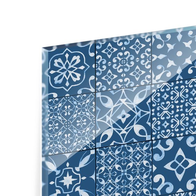 Painel anti-salpicos de cozinha Pattern Tiles Navy White