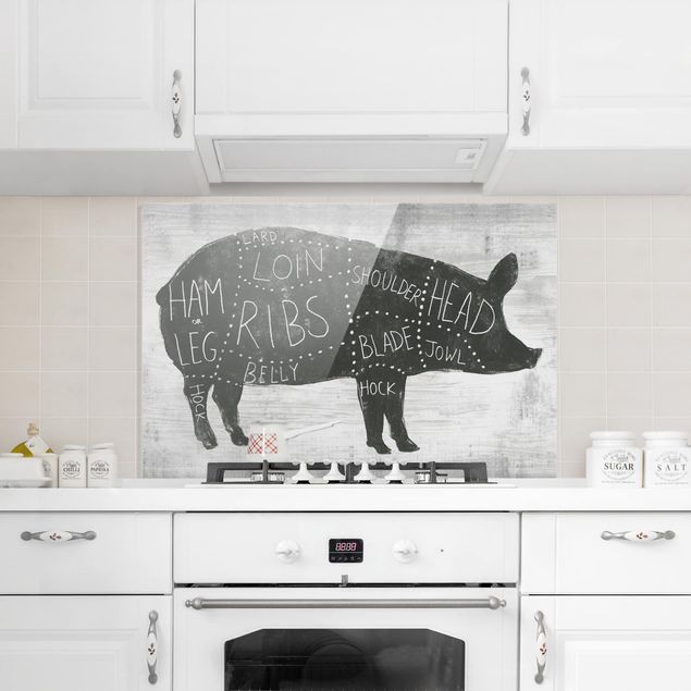 painel anti salpicos cozinha Butcher Board - Pig