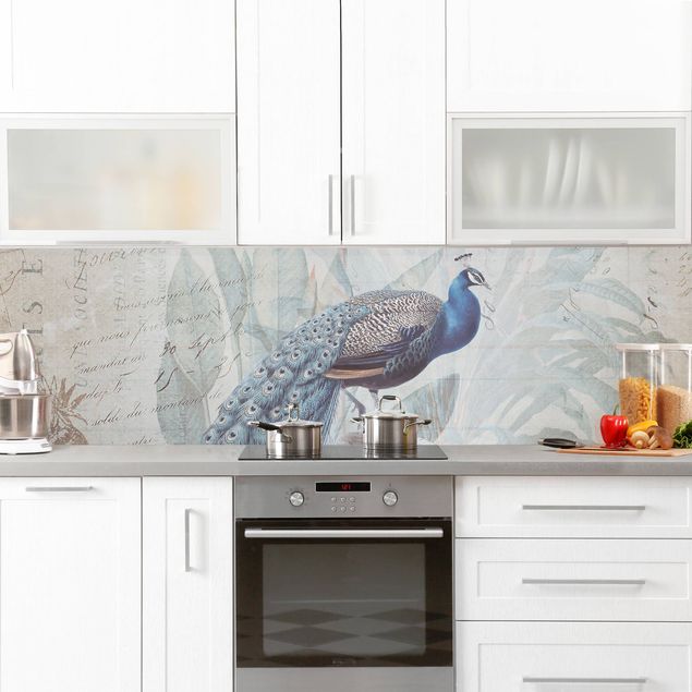 painel anti salpicos cozinha Shabby Chic Collage - Peacock