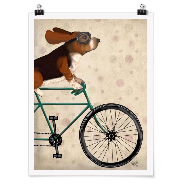 Posters vintage Cycling - Basset On Bike