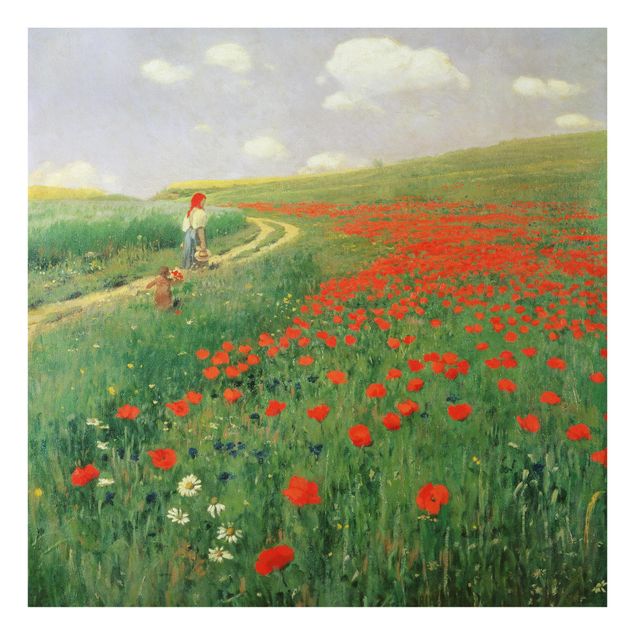 painéis antisalpicos Pál Szinyei-Merse - Summer Landscape With A Blossoming Poppy