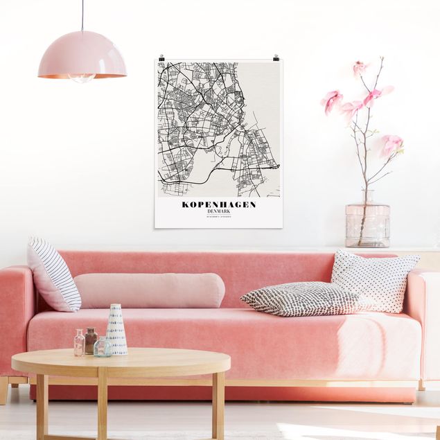 Posters mapa-múndi Copenhagen City Map - Classic