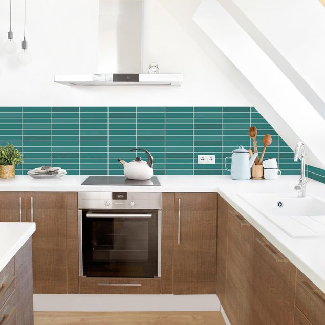 Backsplash de cozinha monocromático Metro Tiles - Turquoise