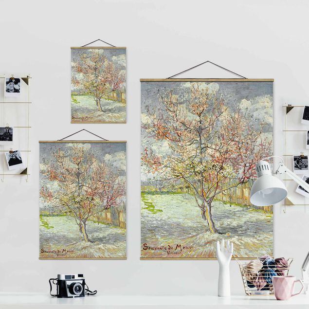 Quadros árvores Vincent van Gogh - Flowering Peach Trees
