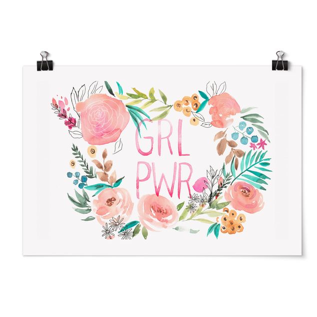 quadros flores Pink Flowers - Girl Power