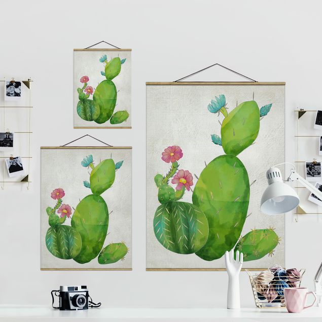 quadros para parede Cactus Family In Pink And Turquoise