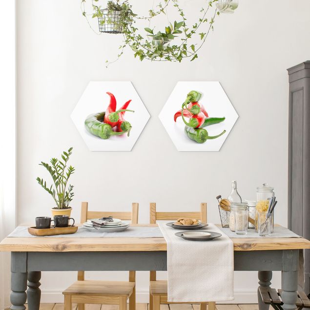 quadros modernos para quarto de casal Red and green peppers