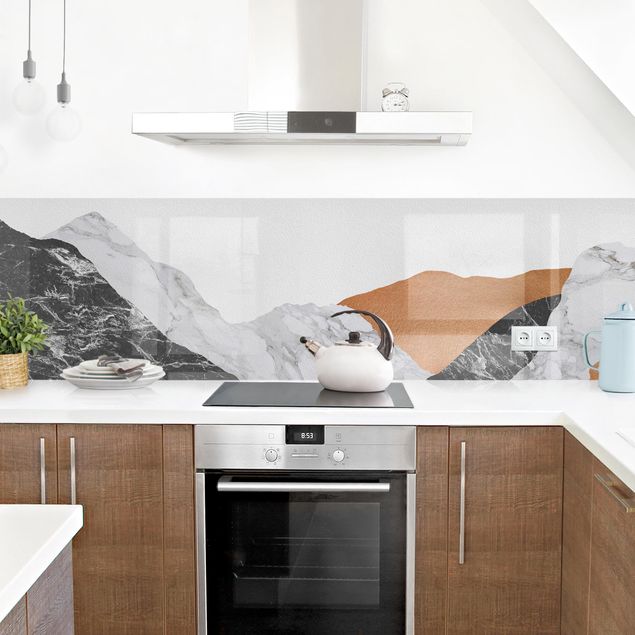 backsplash cozinha Landscape In Marble And Copper