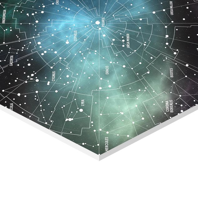 Quadros hexagonais Stellar Constellation Map Galactic Nebula
