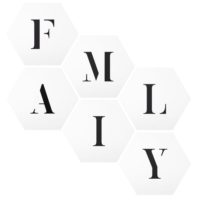 quadros com frases motivacionais Letters FAMILY Black Set II