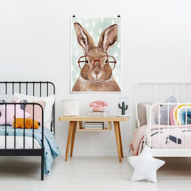 Posters animais Animals With Glasses - Rabbit