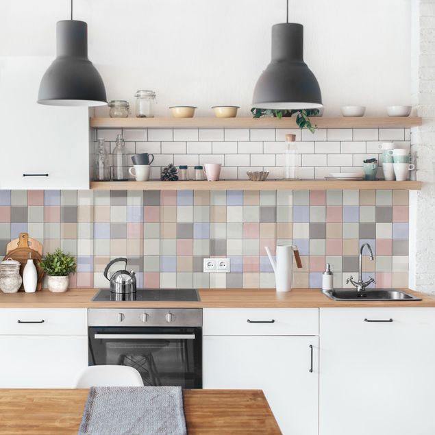 Backsplash de cozinha imitação azulejos Mosaic Tiles - Coloured Shabby