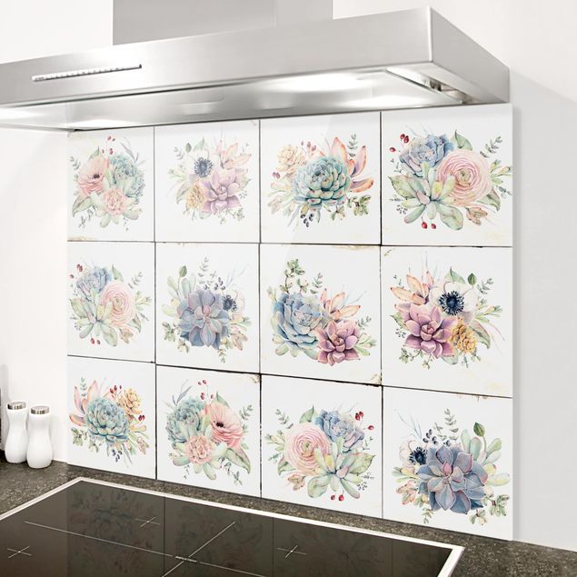 decoraçao para parede de cozinha Watercolor Flower Cottage