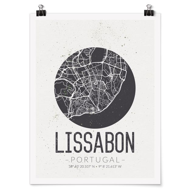 Posters frases Lisbon City Map - Retro