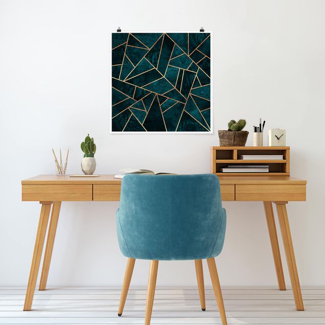 Posters abstratos Dark Turquoise With Gold