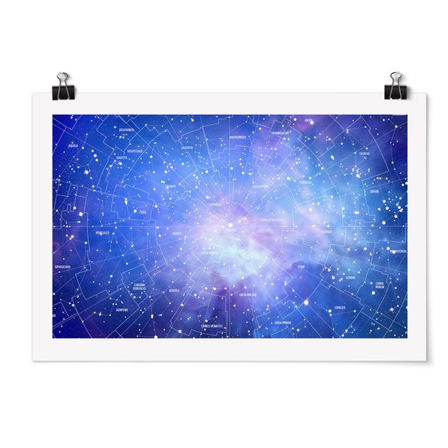 quadros decorativos para sala modernos Stelar Constellation Star Chart