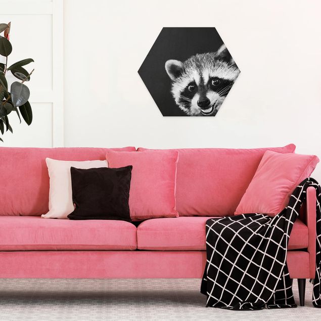 Quadros famosos Illustration Racoon Black And White Painting