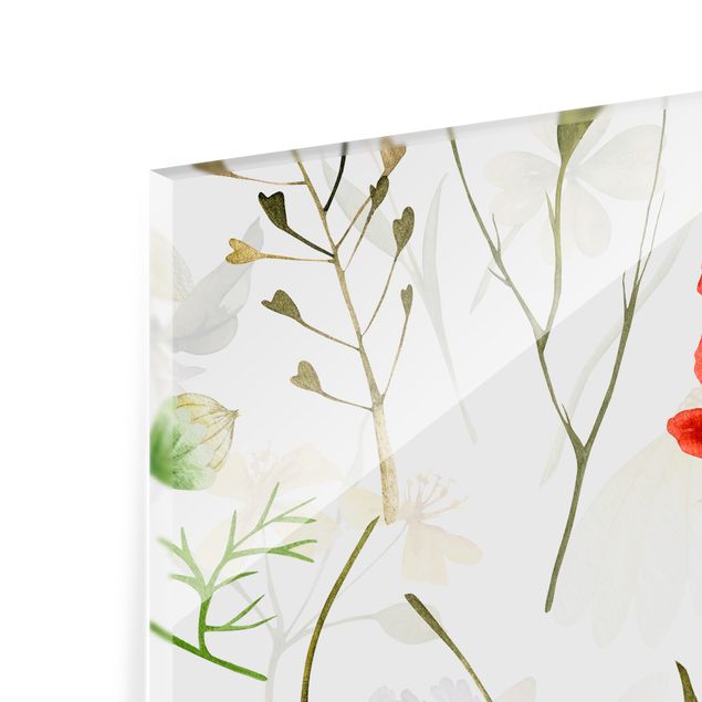 Painel anti-salpicos de cozinha Ladybird With Poppies In Watercolour