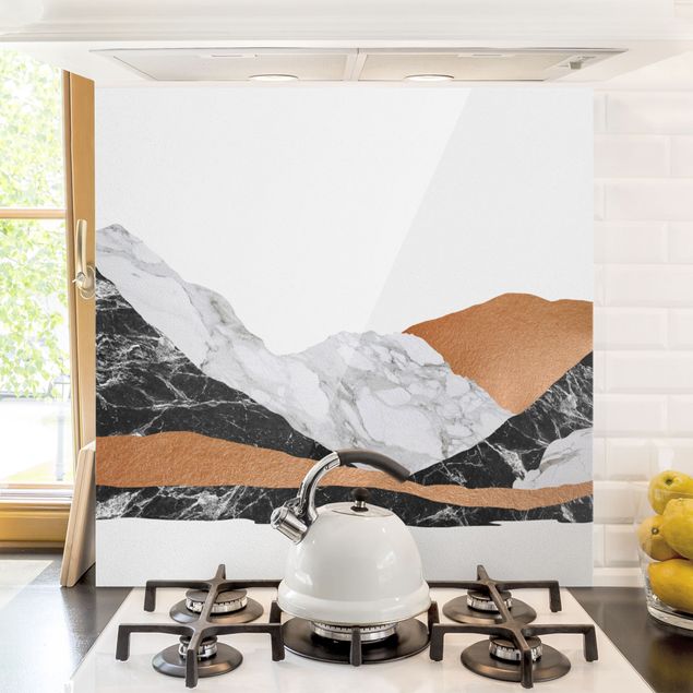 decoraçao para parede de cozinha Landscape In Marble And Copper