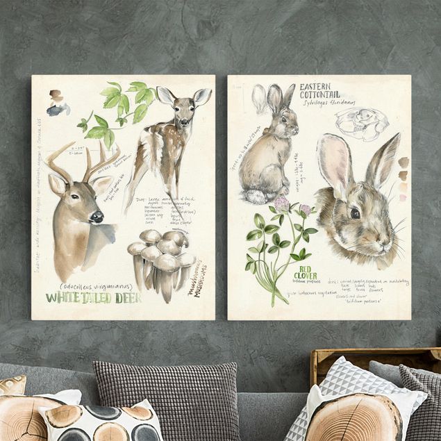 decoraçao para parede de cozinha Wilderness Journal - Deer And Rabbits Set II