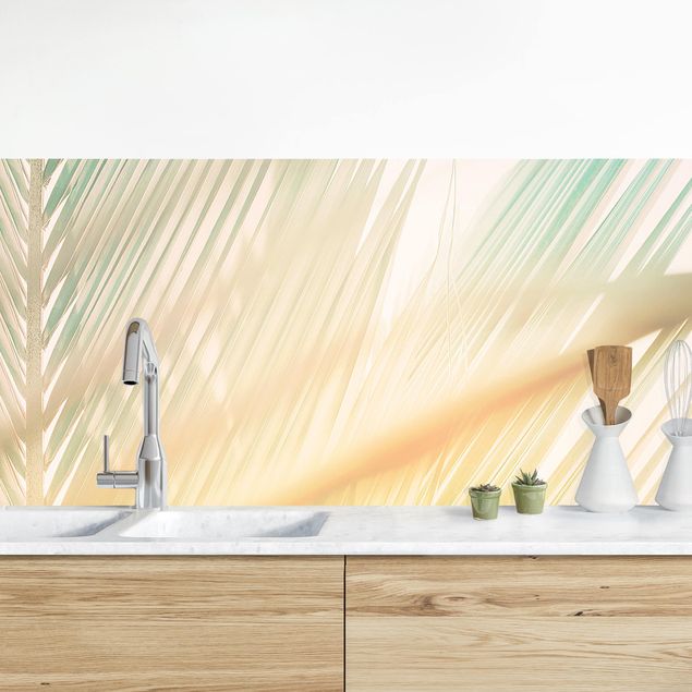 decoraçao para parede de cozinha Tropical Plants Palm Trees At Sunset II