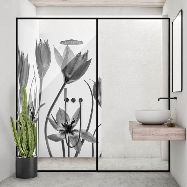 Revestimento de parede para duche Seven Tulips Black And White
