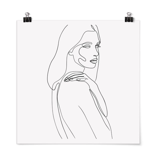 Posters quadros famosos Line Art Woman's Shoulder Black And White