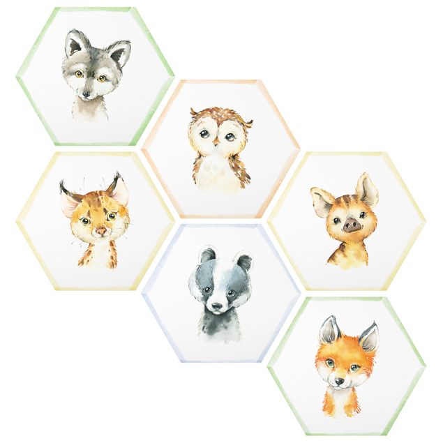 Quadros forex Watercolour Forest Animals Set V