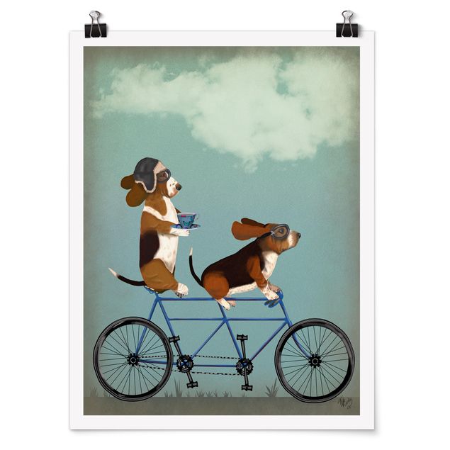 poster retro Cycling - Bassets Tandem