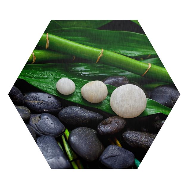 Quadros famosos Green Bamboo With Zen Stones