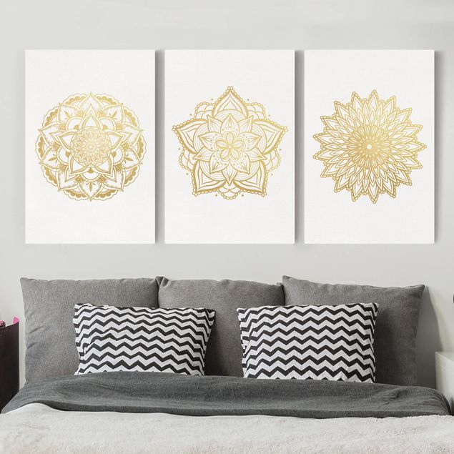 decoraçoes cozinha Mandala Flower Sun Illustration Set Gold