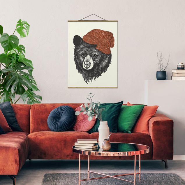 Quadros famosos Illustration Bear With Red Cap Drawing